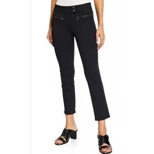 Veronica Beard Black Metro Kick Flare Crop Moto Pants Preppy Chic Trousers Sz 6